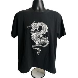 Dragon Black T-Shirt Asian Art Size X-Large  Unisex